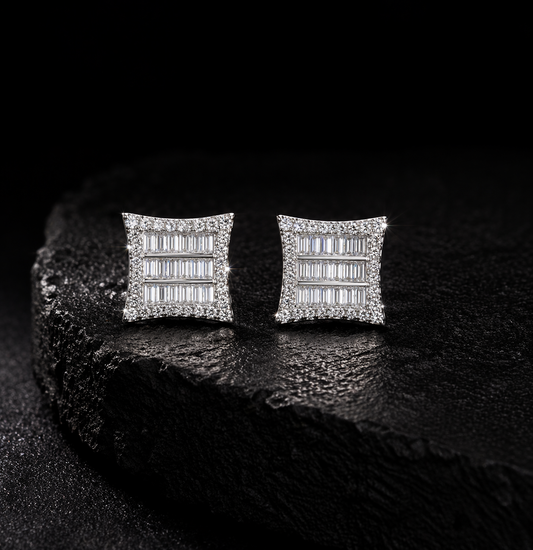 Noir Baguette Stud Earrings